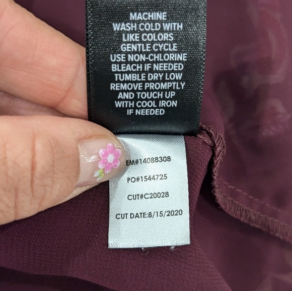 Torrid Burgundy Pink Floral Chiffon Tank Top Blouse Sleeveless Loose Fit Plus 2X - Picture 9 of 10